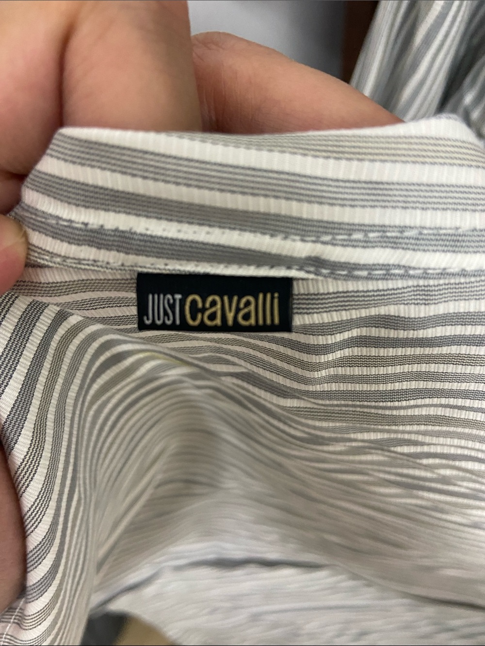 Vintage Just Cavalli Beige Patterned Collar Striped Dress Shirt